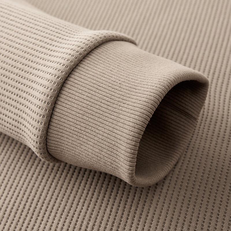 Shanshan Men's Waffle Knit Fleece-Lined Crew Neck Sweatshirt