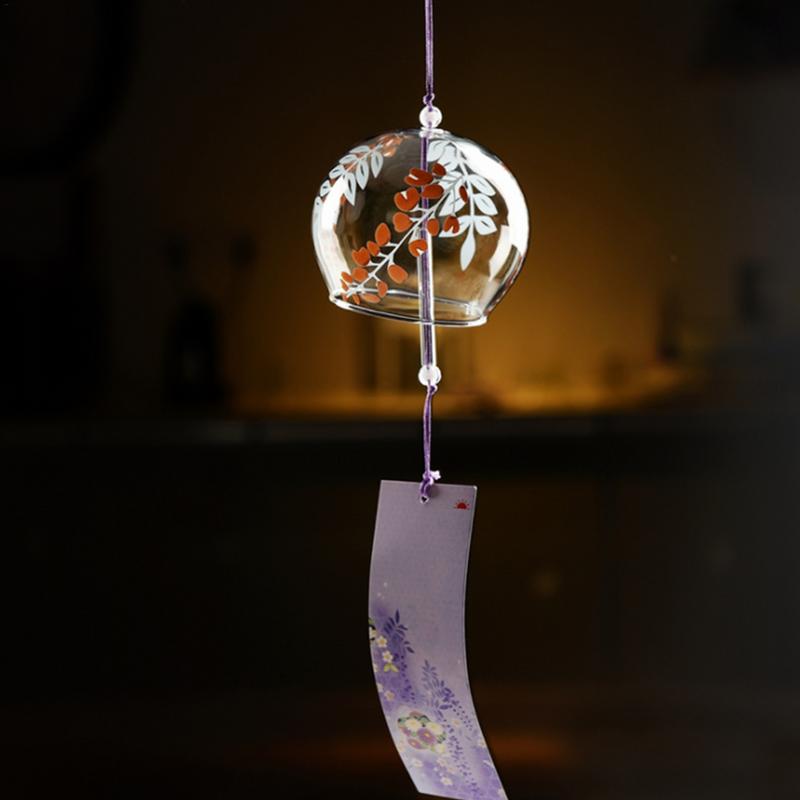 Japanese Style Cherrys Blossom Wind Chimes Romantic Flower Blossom Small Wind Bells Decoration Home Glass Japan Styles Pendant