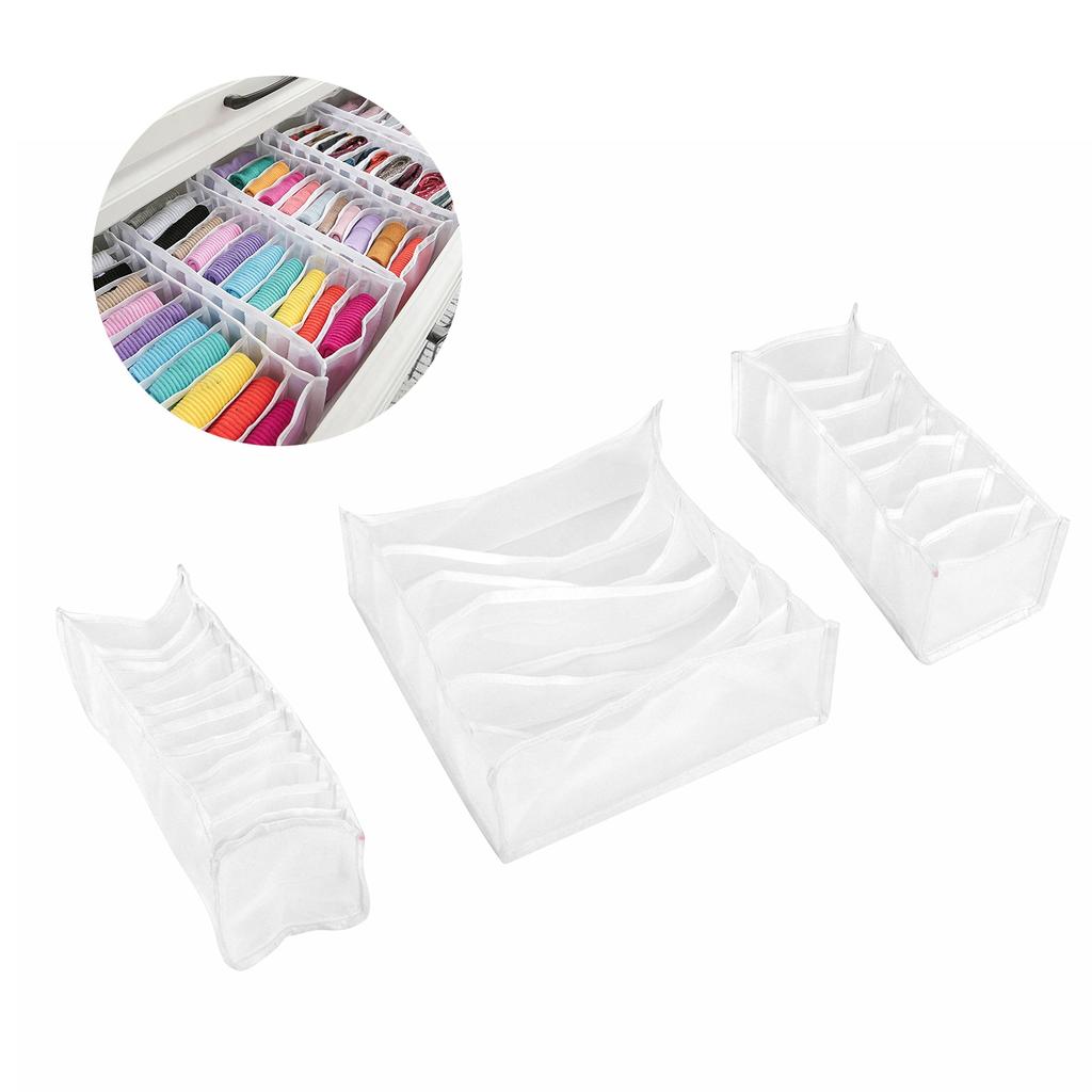 3PcsCelsiusSet Foldable Underwear Storage Box with Compartments Socks Bra Drawers Divider