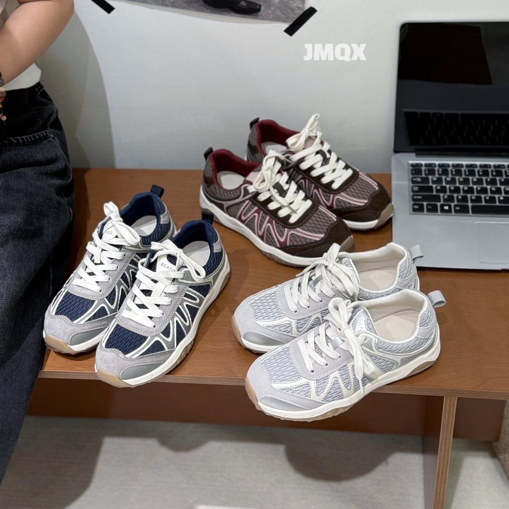 Color matching striped lace-up little white shoes women's summer 2025 new fashion versatile and comfortable sports and leisure moral training shoes