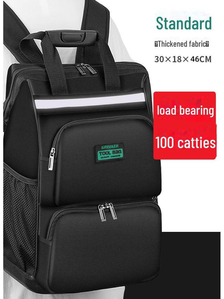 Green Forest Men's Double Shoulder Tool Backpack – Multifunctional, Durable Canvas Repair Bag for Electricians