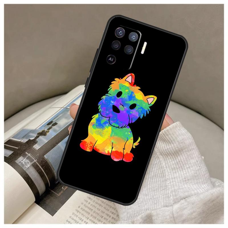 Cartoon Westie Dog Case For Oppo A74 A94 A54 A18 A38 A58 A78 A98 A80 A60 A40 A96 A76 A16 A15 A17 A57 A77 A5 Pro