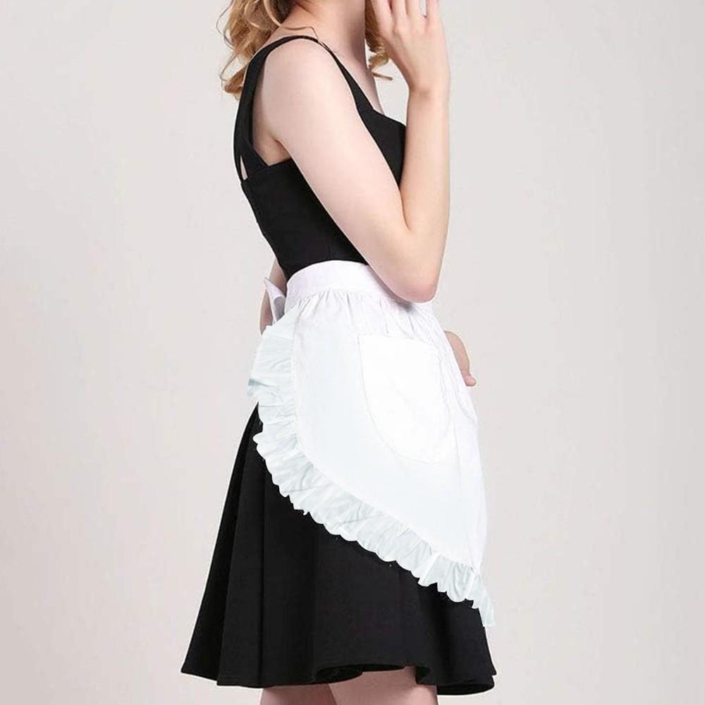 Cosplay Half Apron White Lolita Bonnet Hat Creative Maid Apron Hat Set Restaurant Work Chef Waiter