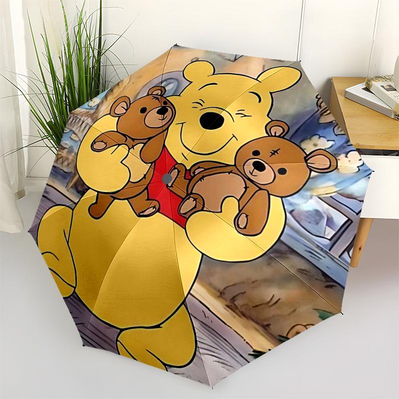 

Winnie and friends Themed Travel Umbrella-8 Ribs Automatic Opening and Closing, Portable Folding Design, Compact and Stylish Umbrella