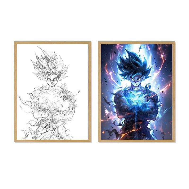 22cm/8.66in Dragon Ball Anime Light Painting Wukong Peripherals Night Led Luminous Cartoon Collectible Lamps Desk Party Supplies