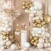 103pcs Platinum Balloon Arch Set White Golden Balloon Wreath Suitable for Birthday, Wedding, Engagement Party Decoration