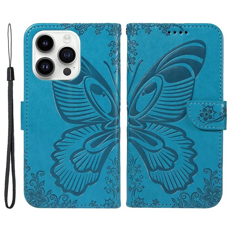 

For iPhone 14 Pro Stand Case Butterfly Imprint Leather Wallet Phone Cover