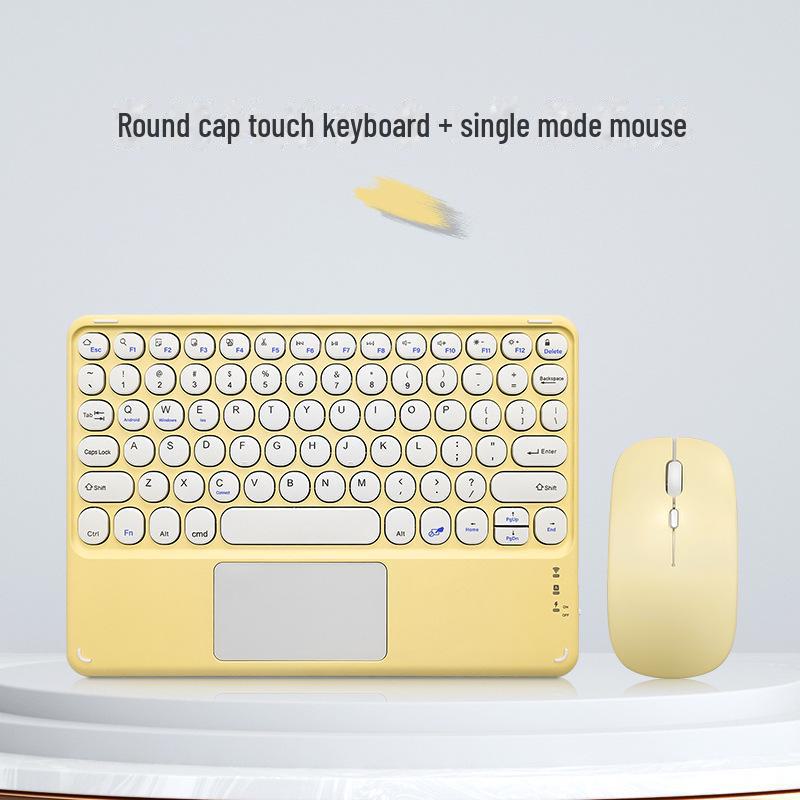 

Wireless Bluetooth Keyboard and Mouse Set with Round Keycaps for Phones, Tablets, Notebooks, iPads Touch keyboard (mouse not included) жовтий