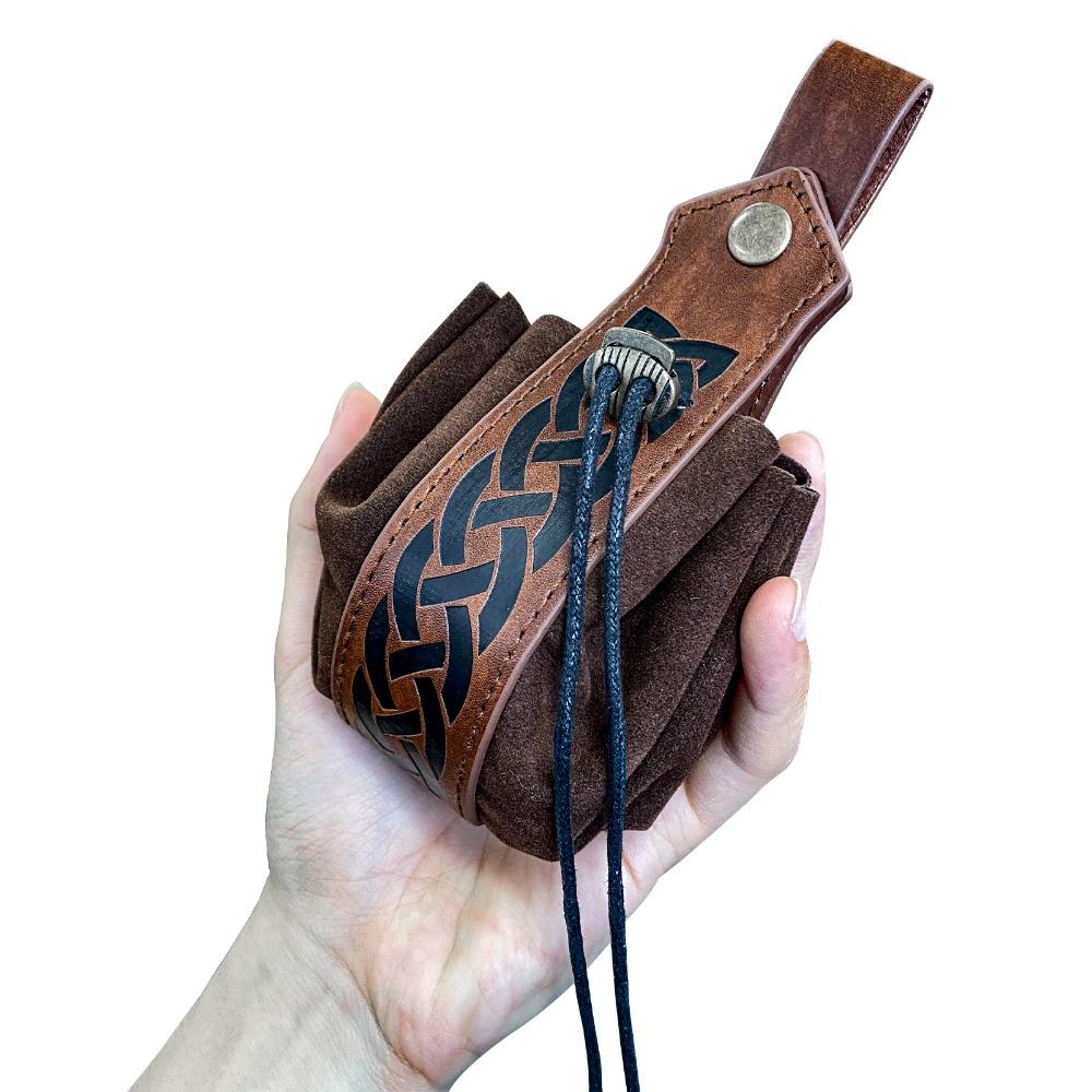 Faux Leather Medieval Belt Bag PU Drawstring Pouch Nordic Portable Coin Purse Performance Props