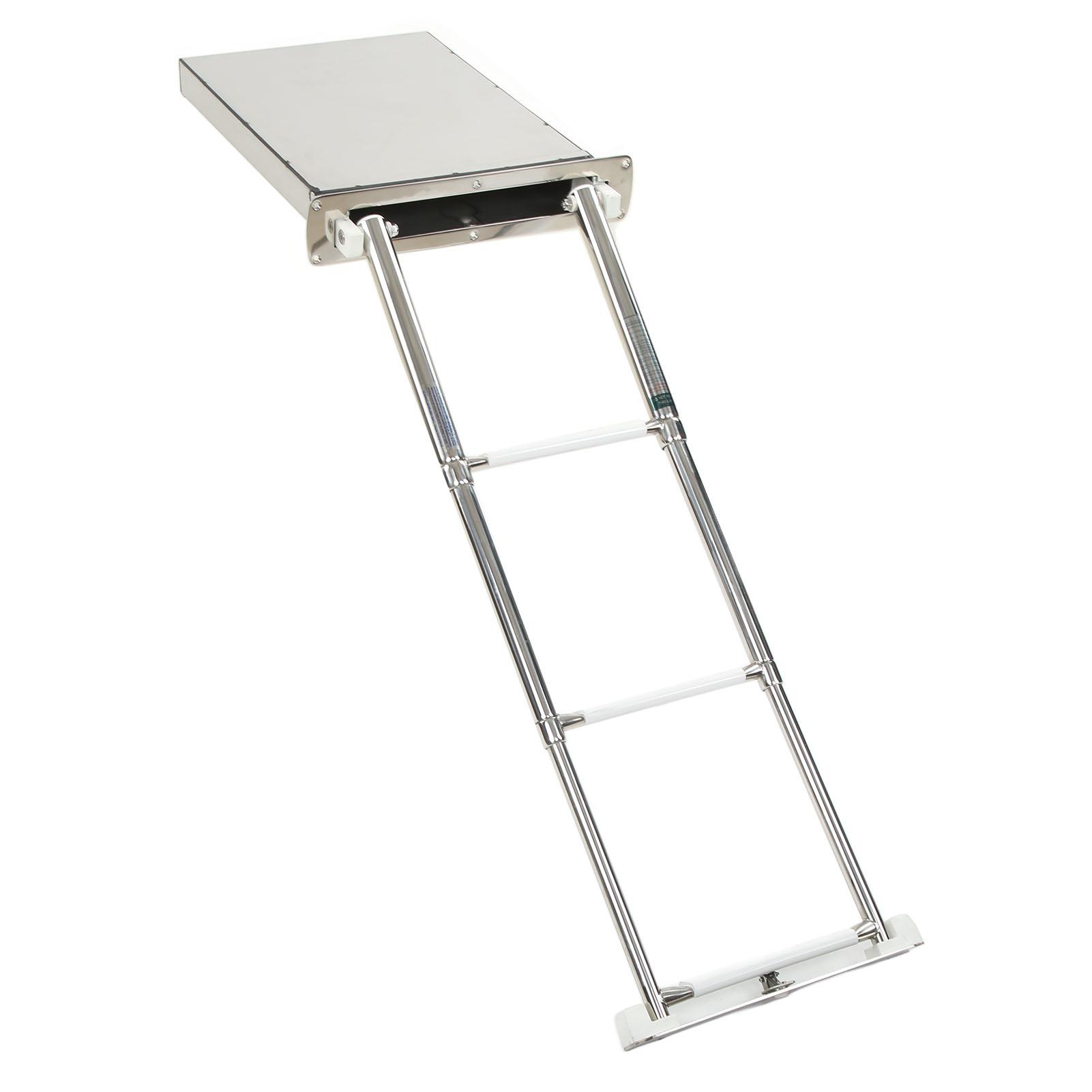 Лодка Складная Лестница 3 Ступени Регулируемая Нержавеющая Сталь 316 Телескопическая Скрытая Коробка Монтаж на Корме Лестница