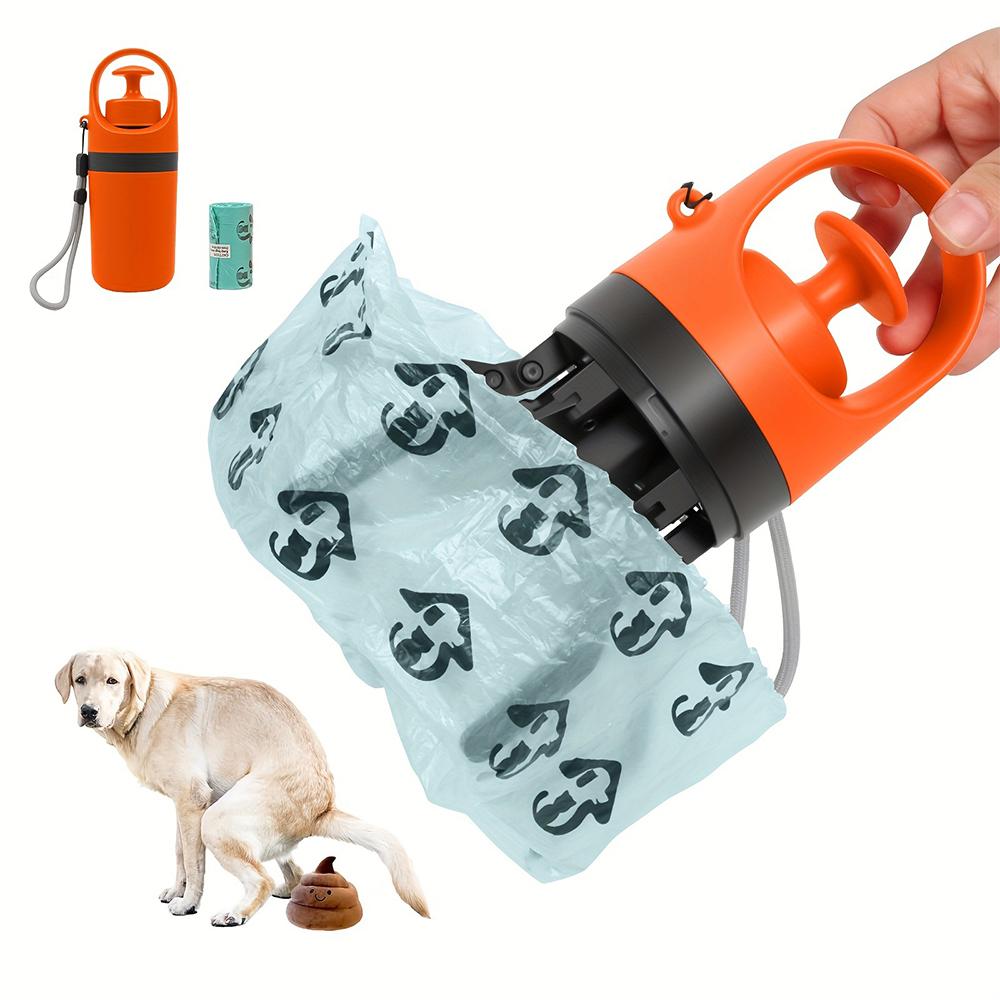 No-Touch Pet Poop Pick Up Tool, 6-Claw Dog Poop Scooper Built-in Waste Bag Storage for Outdoor Walking