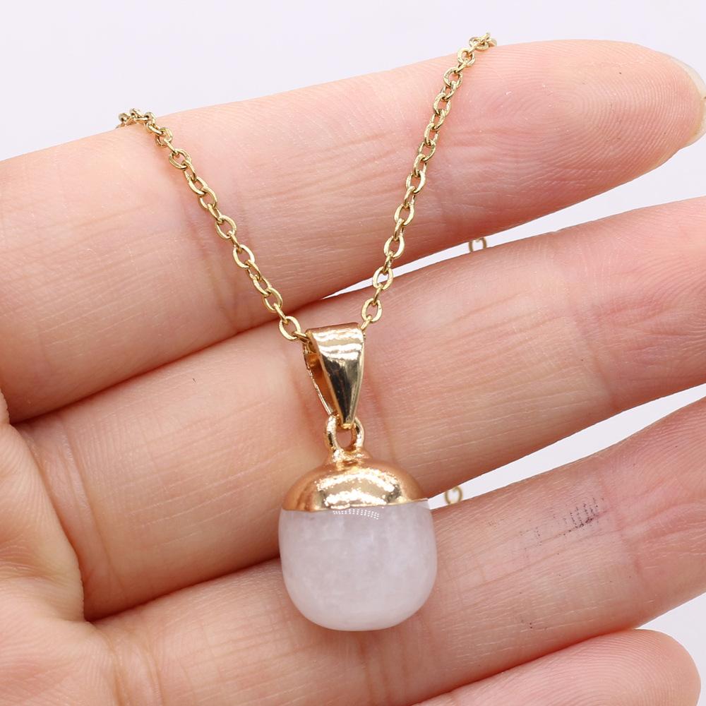 1pc Natural Stone Pendant Necklace Amethyst Pink Crystal Fashion Necklace Jewelry Gifts for Women Girls
