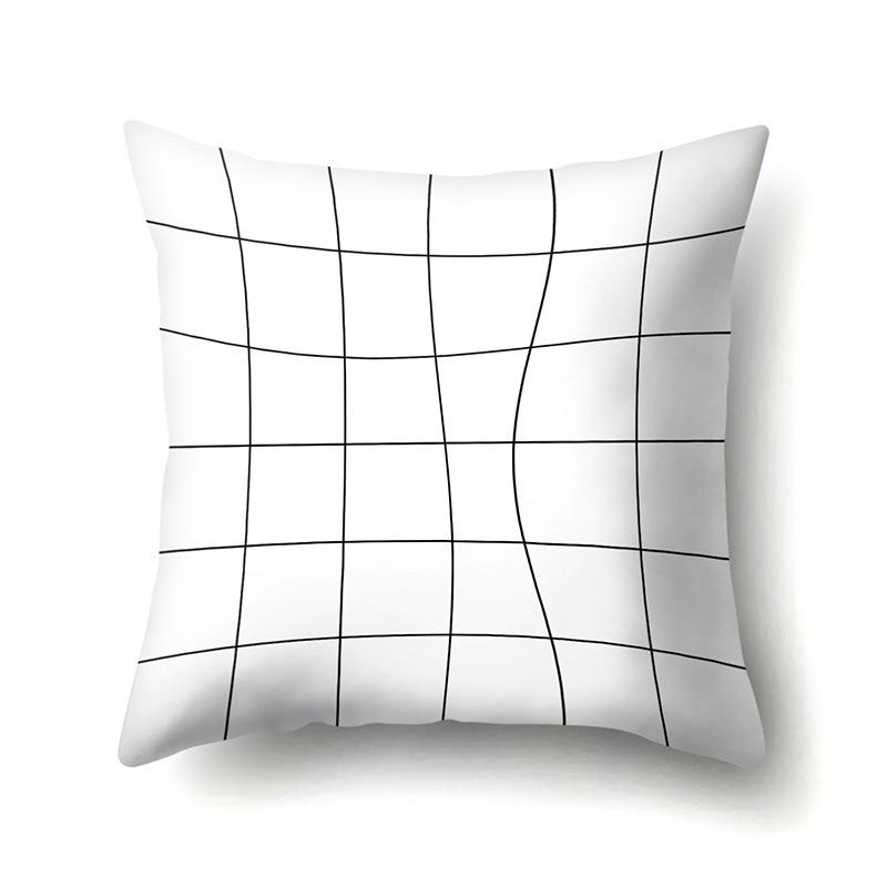 Polyester Pillowcase Black and White Printed Pillowcase Waist Cushion Cover Geometric Cushion Head Cushion Cover