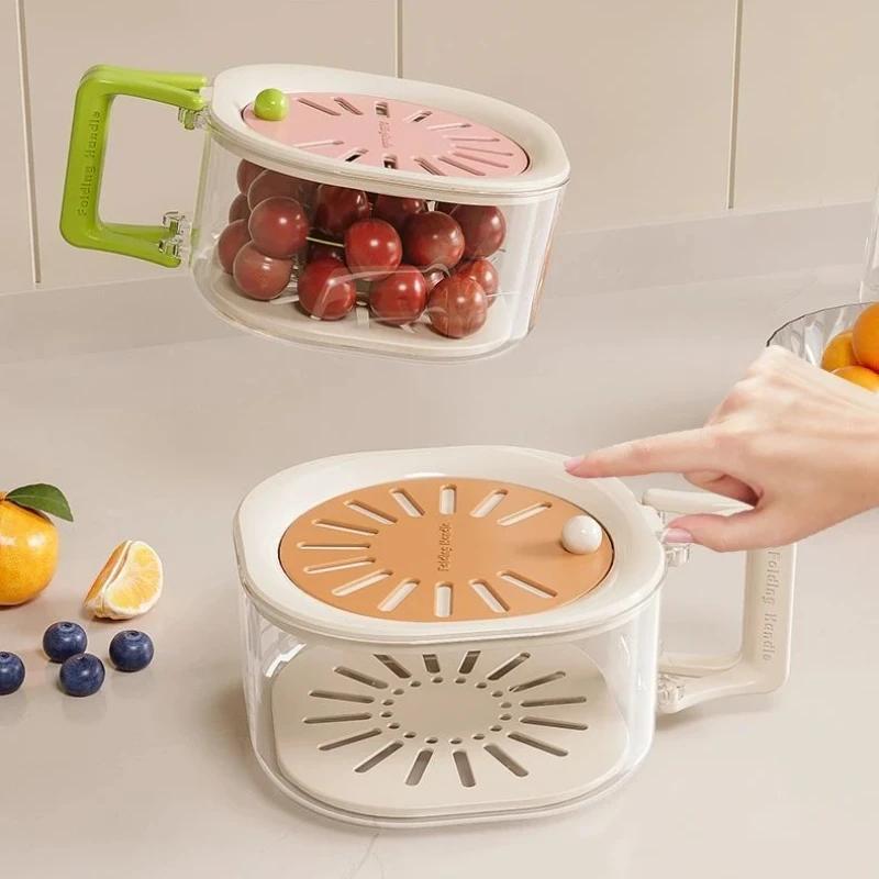 Fruit Washing and Draining Basket, Food Grade High Aesthetics with Lid, 2026 New Fruit Washing and Filtering Basket, Portable