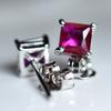 Natural Ruby Pink 7.35 Ct CERTIFIED 925 Sterling Silver Square Earring For Her
