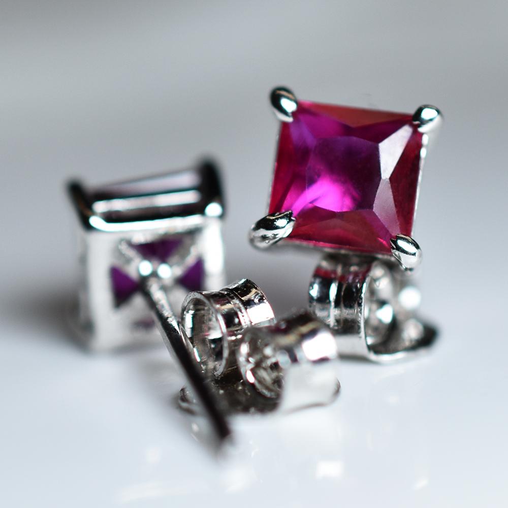 Natural Ruby Pink 7.35 Ct CERTIFIED 925 Sterling Silver Square Earring For Her
