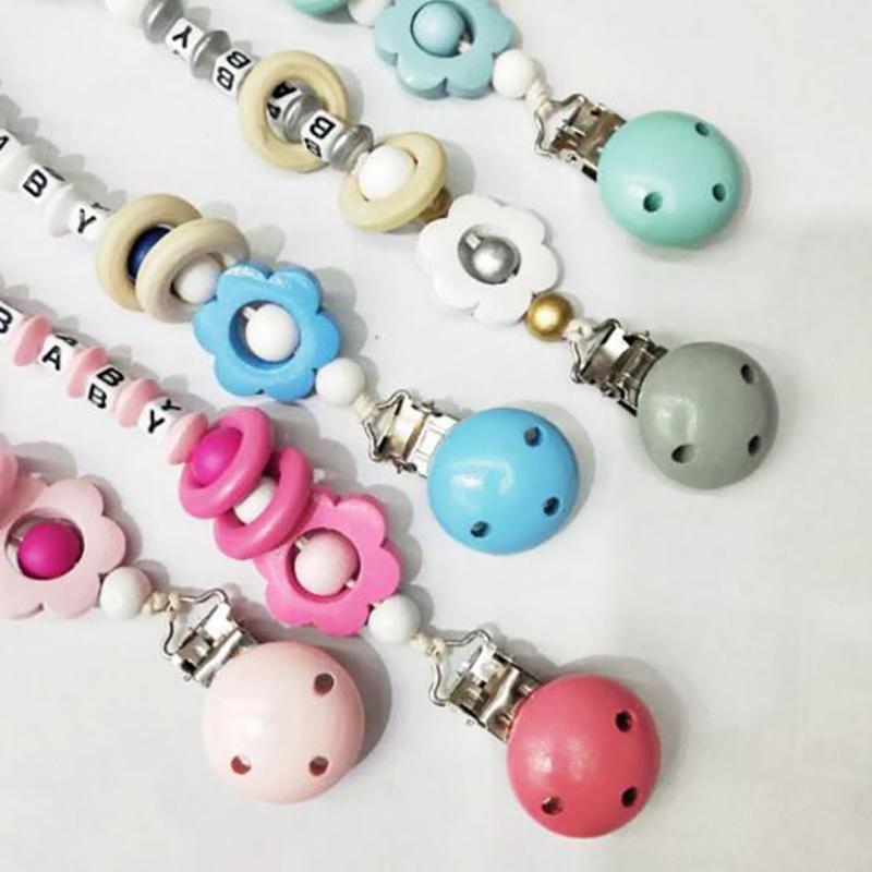 Buy Cute Wooden Bead Dummy Pacifier Clips Holder Pacifier Necklaces