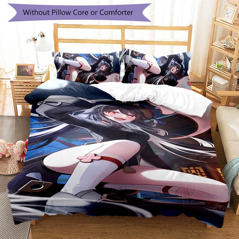 3pcs Genshin Impact characters7 pattern bedding set duvet cover set includes duvet cover &pillowcases, perfect all season bedroom decoration & gift