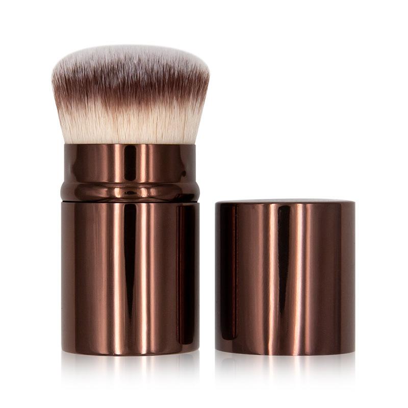 Portable Foundation Make-up Brush with Retractable Aluminum Tube  Cover Soft Bristles for Face Concealing and Seamless Brushing