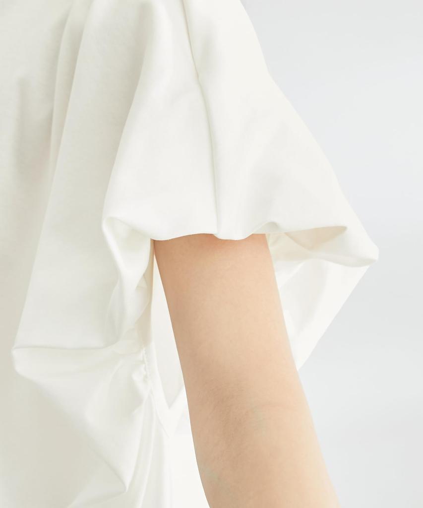 ROPE PICNIC Puff Sleeve Mercerized Pullover Top in Beige Women's (Size 28)