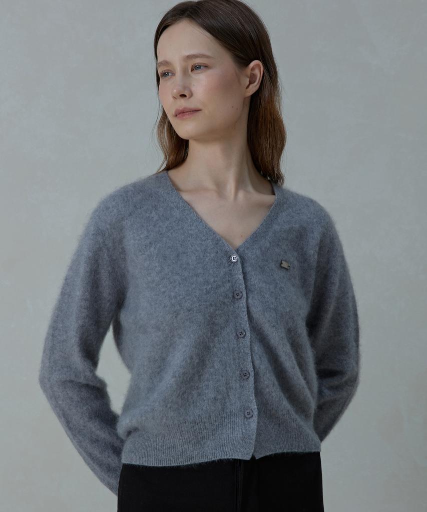 Aheule Noelle Wholegarment Cashmere Wool Cardigan_Grey