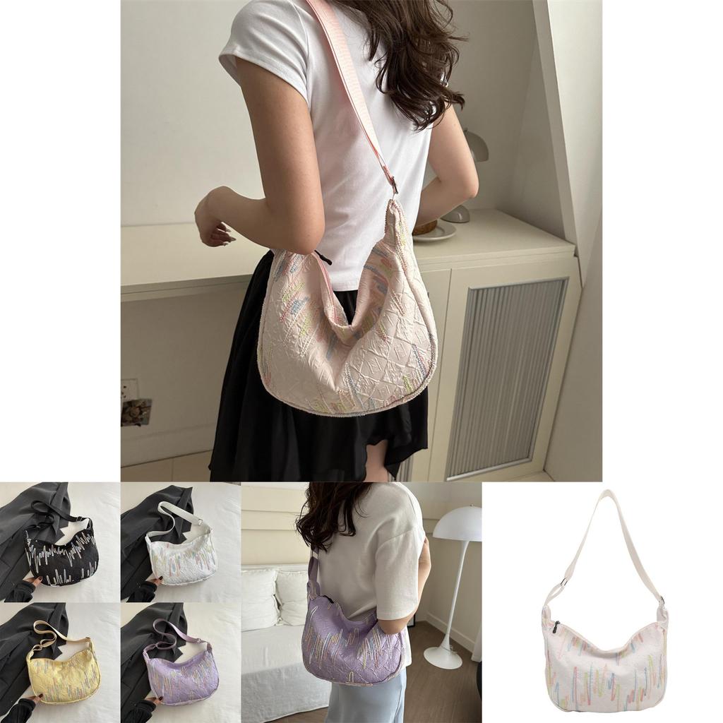 Trendy Street Style Canvas Tote Bag For Women 2024 New Fashionable Lightweight Crossbody Purse