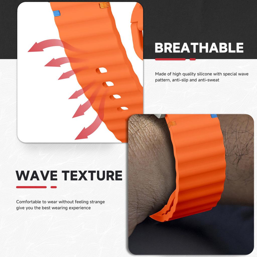 For Garmin Fenix 8 47mm/Fenix E 47mm 22mm Quick Release Wavy Texture Silicone Watch Strap with Silver Connector