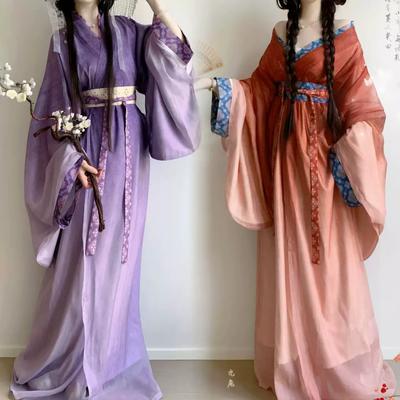 Robe in Stile Cinese degli Stati Combattenti Quotidiana per Adulti Hanfu da Donna con Strascico Tuta a Grande Volume