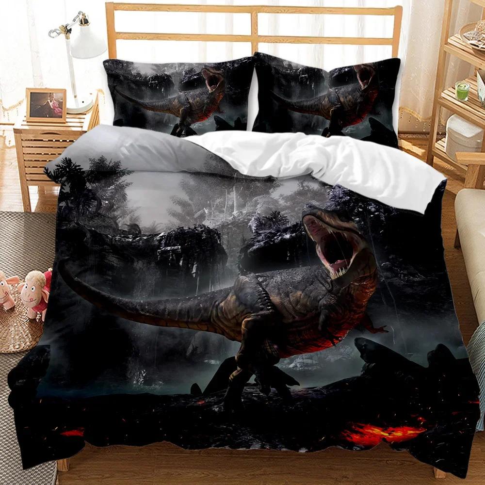 3D Dinosaur Bedding Sets Jurassic World Battle Duvet Cover Unique Dinosaur Quilt Cover Kids Boys King Polyester Comforter Cover