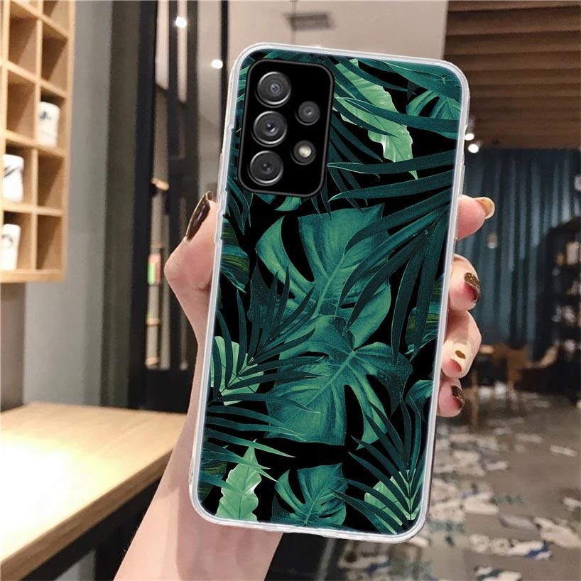 Summer Tropical Plants Green Leaf Phone Case For Samsung Galaxy A56 A55 A54 A53 A16 A15 A14 A13 A36 A35 A34 A33 A26 A25 A24 A23