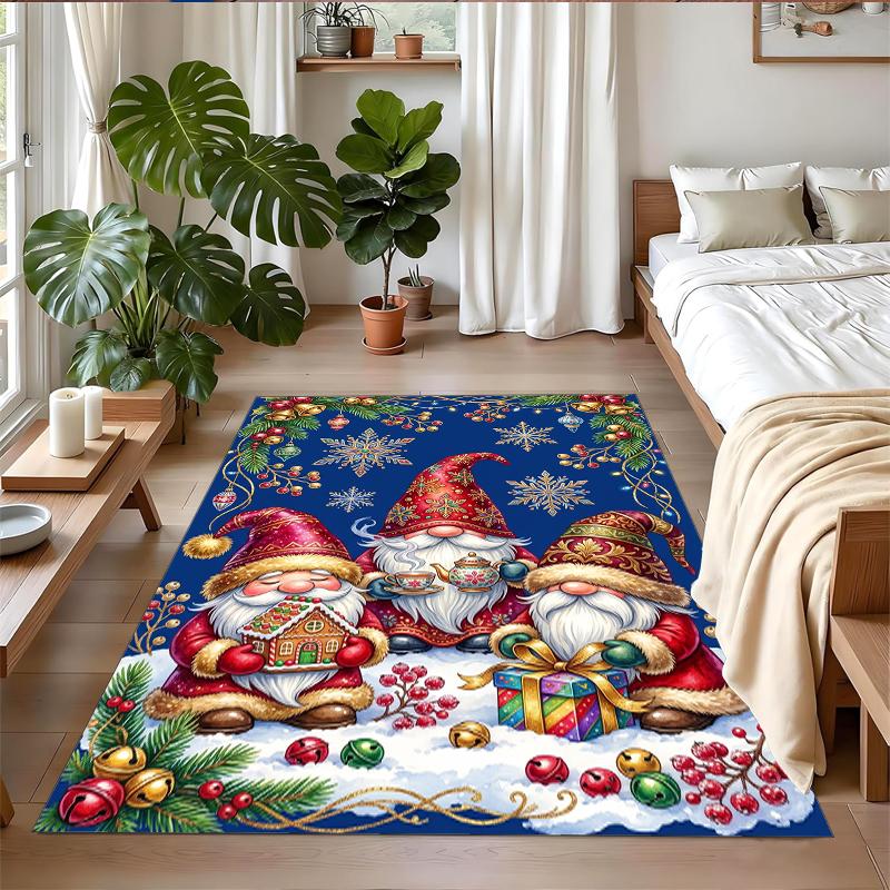 Christmas Printed Square Area Rug Soft Non Slip Floor Carpet For Bedroom Holiday Gift