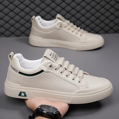 Zapatos de hombre de primavera y otoño versátiles nuevos zapatos casuales de cuero para hombre guapos a la moda transpirables zapatos de skate deportivos zapatos blancos de hombre hombres