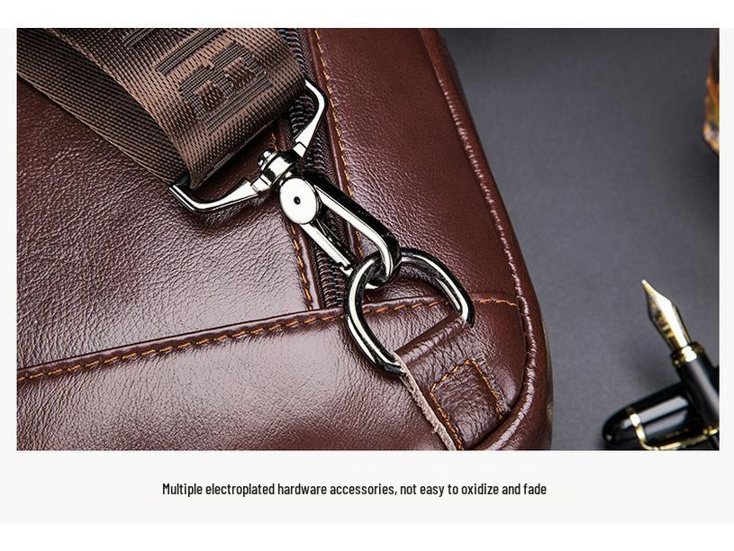 Captain Cow Men's Genuine Leather Multifunctional Crossbody Chest Bag