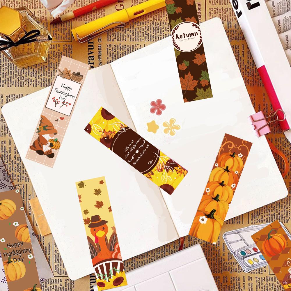 

30/60PCS Thanksgiving Bookmarks Personalize Card Reading Books Waterproof Laptop Bicycle Phone Aesthetic Luggage Card Bookmark