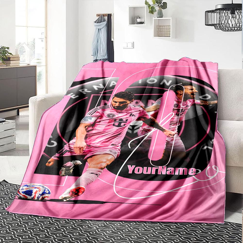 Messi Customize Your Name Blanket Cozy Customizable Blanket Ultra-Soft Great for Livingroom Chair Couch Picnics Ideal for All Seasons