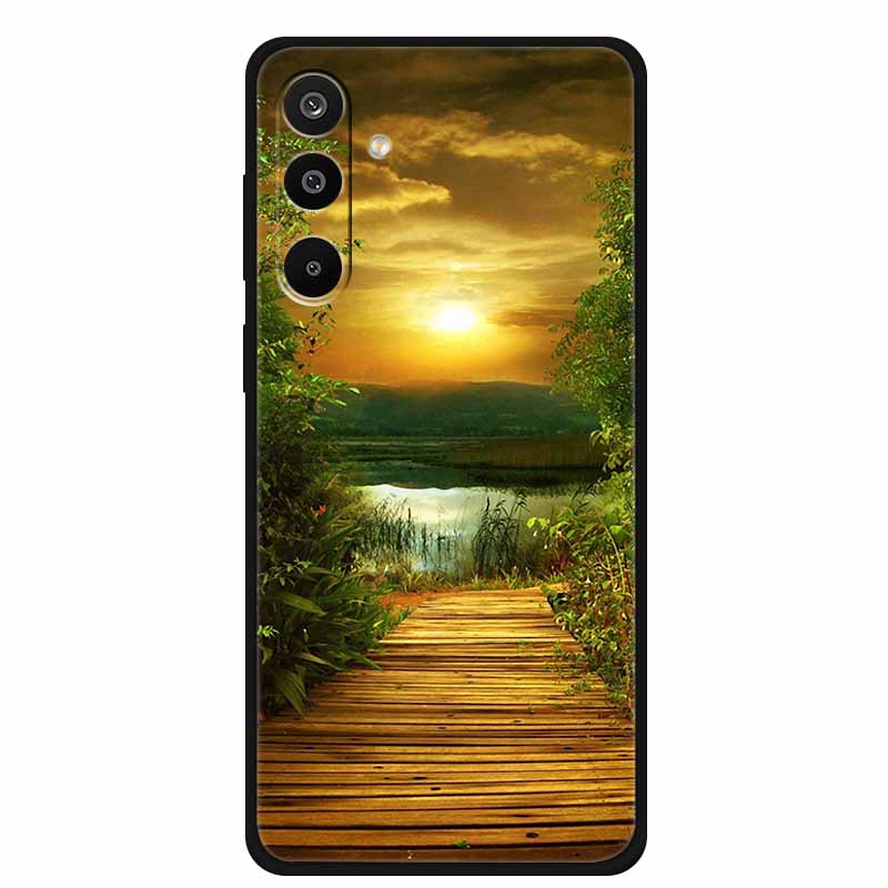 For Samsung Galaxy A36 5G Case Flowers Printed Silicone Phone Cases Cover for Samsung A26 5G TPU Shells A 26 36 Black TPU Coques
