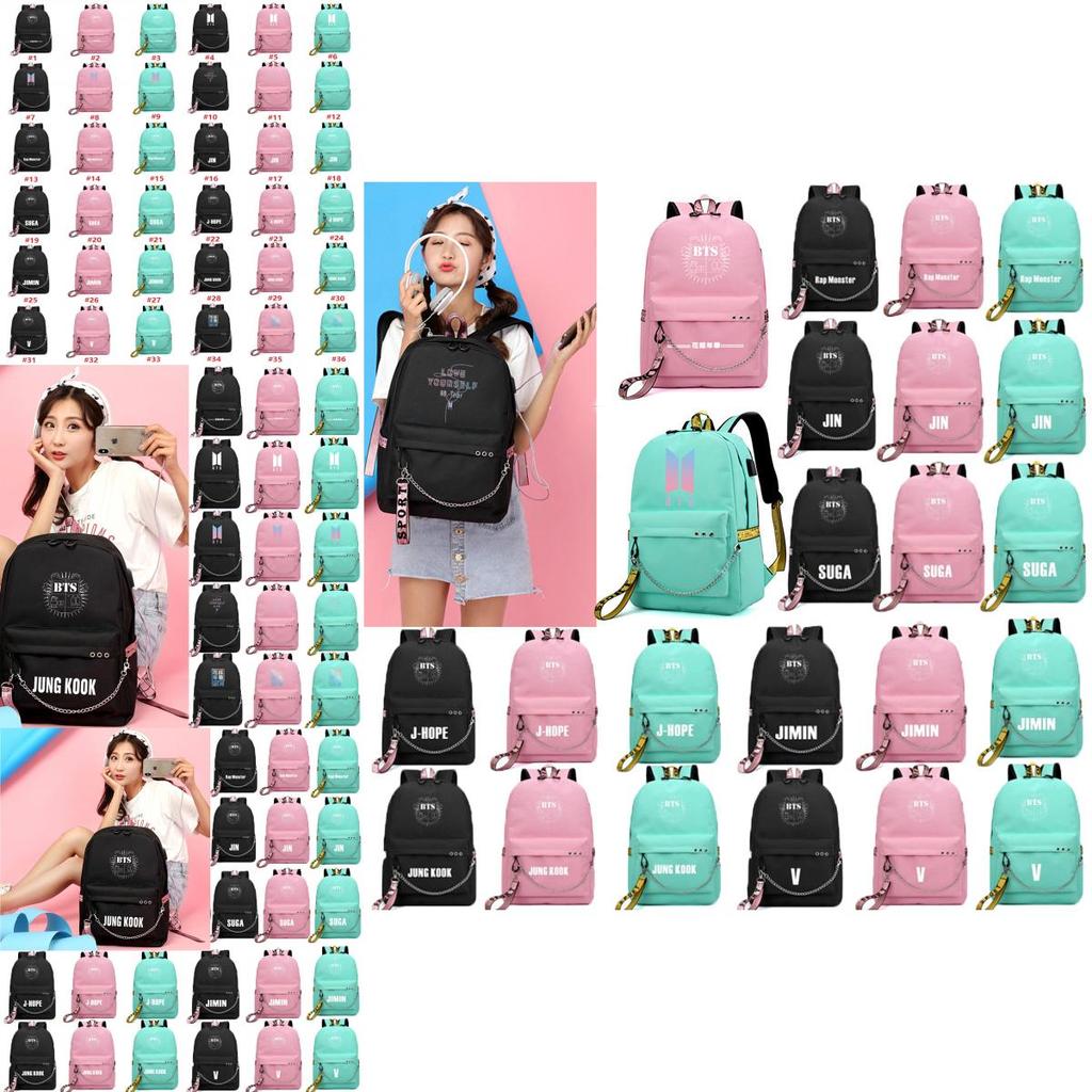 Kpop Bangtan Boys Bts Backpack Usb Charging School Bags Rucksack Bags Travel