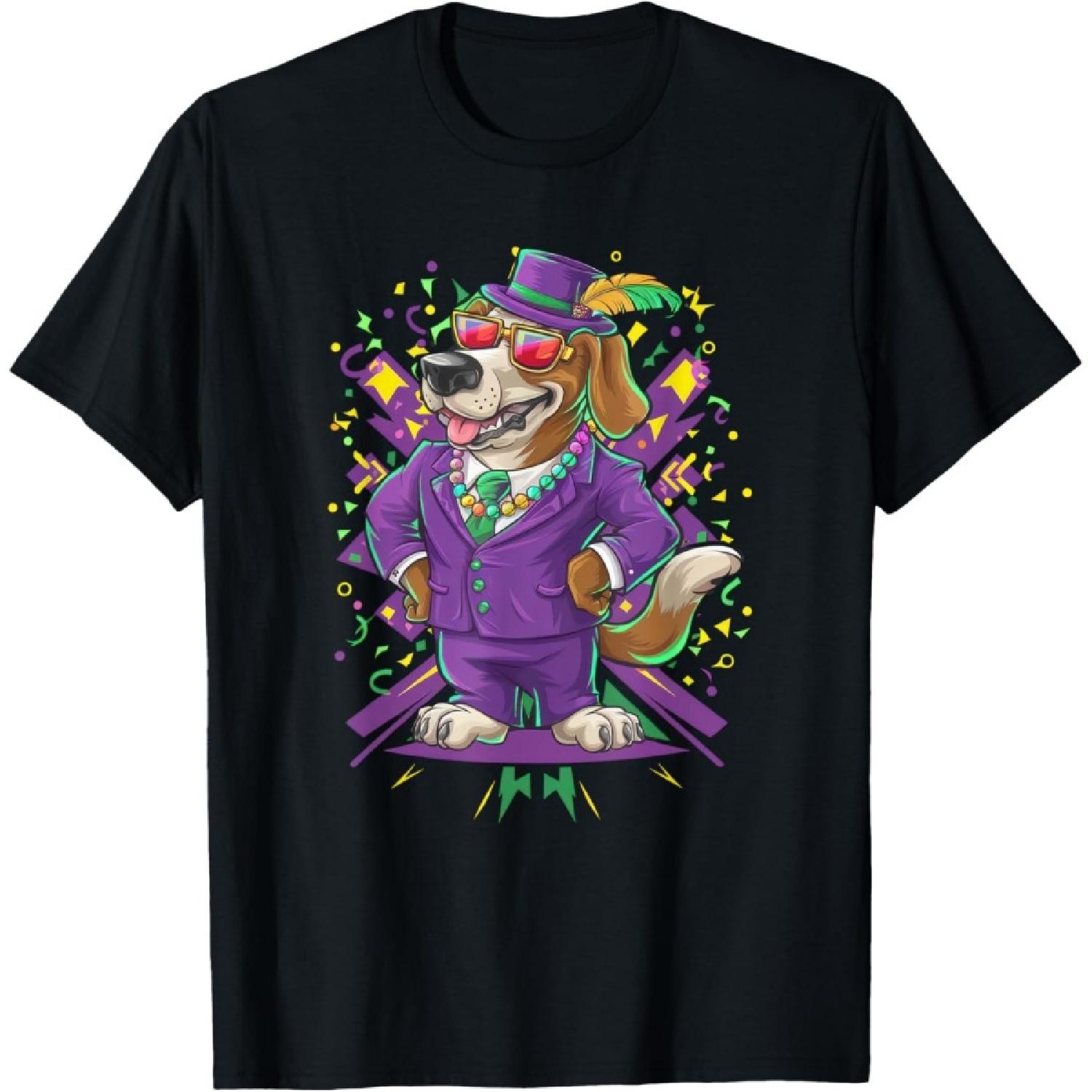 

Funny Dog Mardi Gras Design Alaskan Malamute T-Shirt(1) XXXXXL чорний
