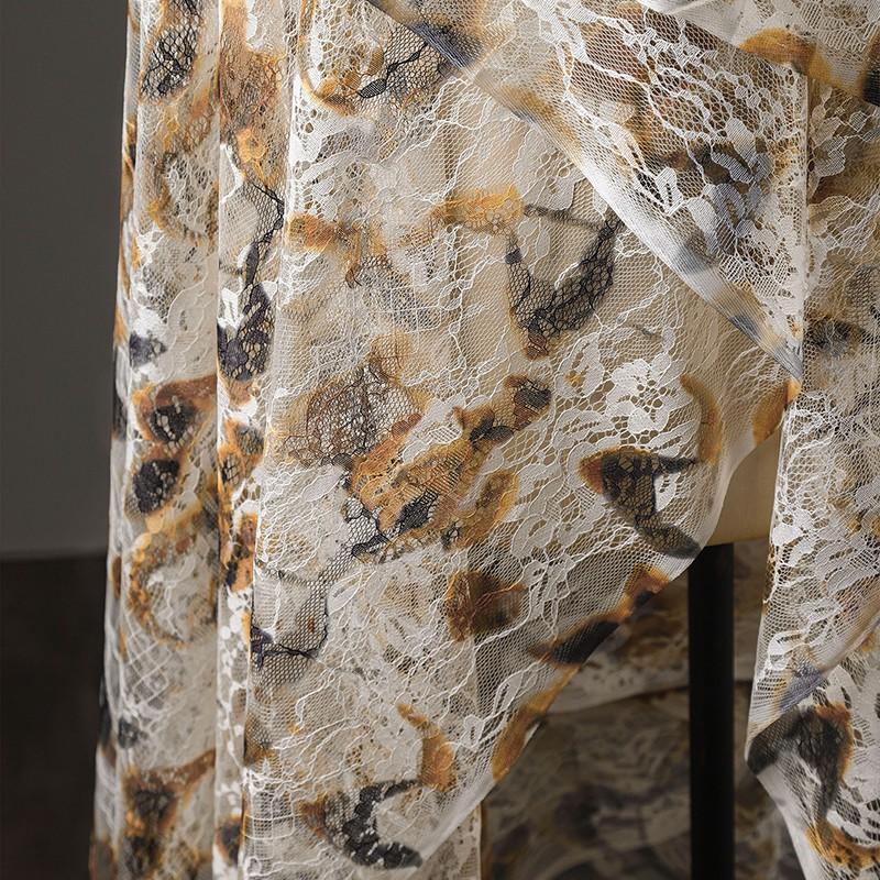 50cm Make Old Lace Printed Fabric French Retro Sewing Cardigan Dress Clothing Curtain DIY Material Handmade Wedding Dress Cloth