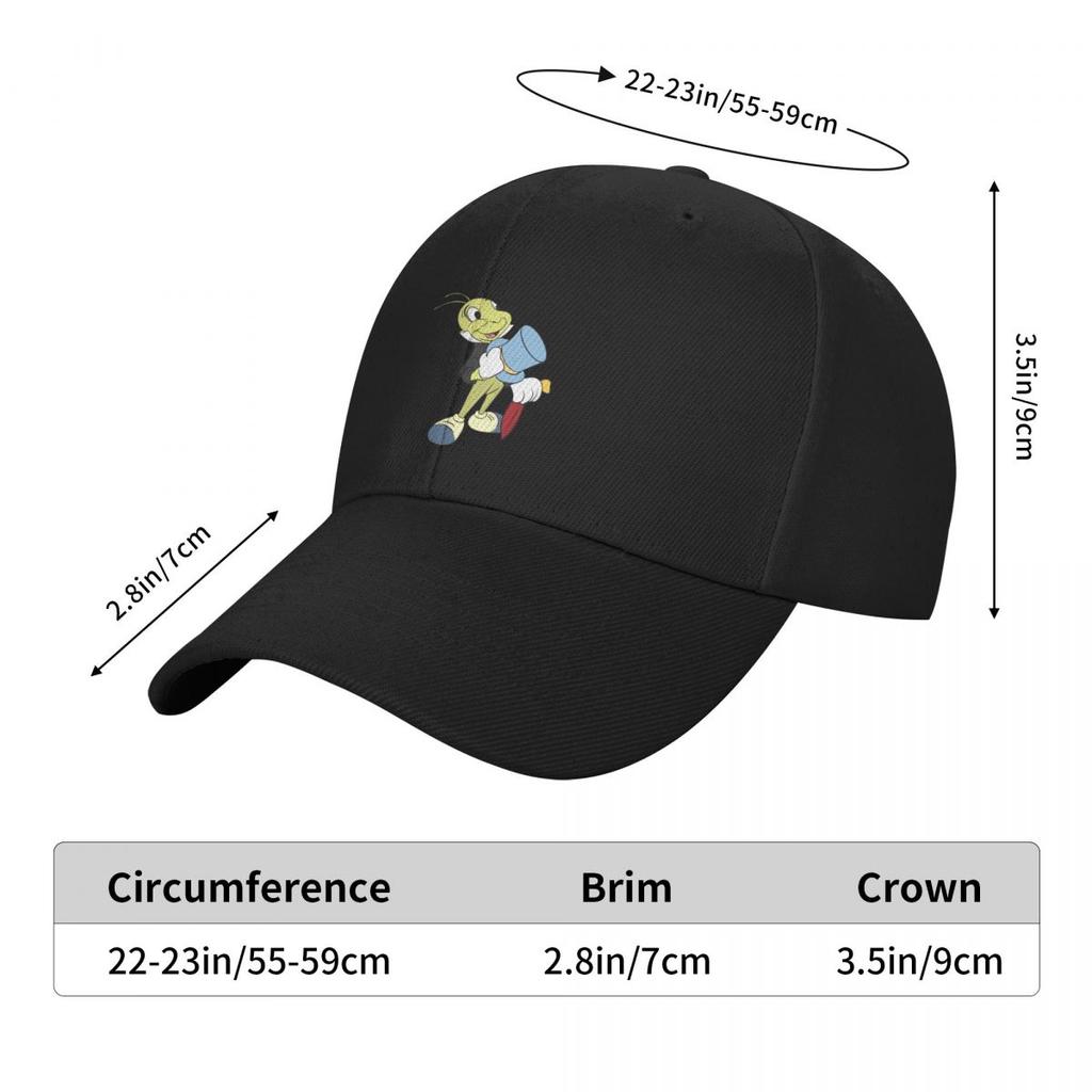 Jiminy Cricket Baseball Cap Big Size Hat Streetwear Custom Caps Girl Men's