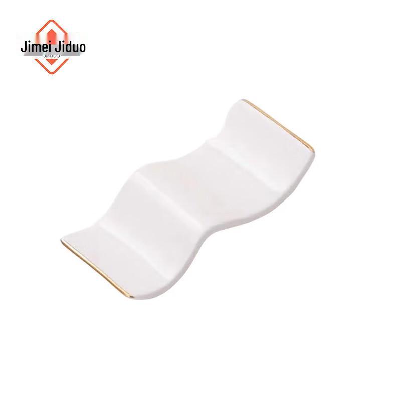 Gold Rim Wave Ceramic Chopstick Rests
