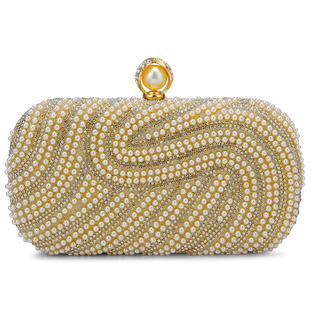 Pearl Beaded Clutch Purses For Women Wedding Bridal Small Handbag Clutches Shoulder Bags Full Beaded Party Prom Top-Handle Bag