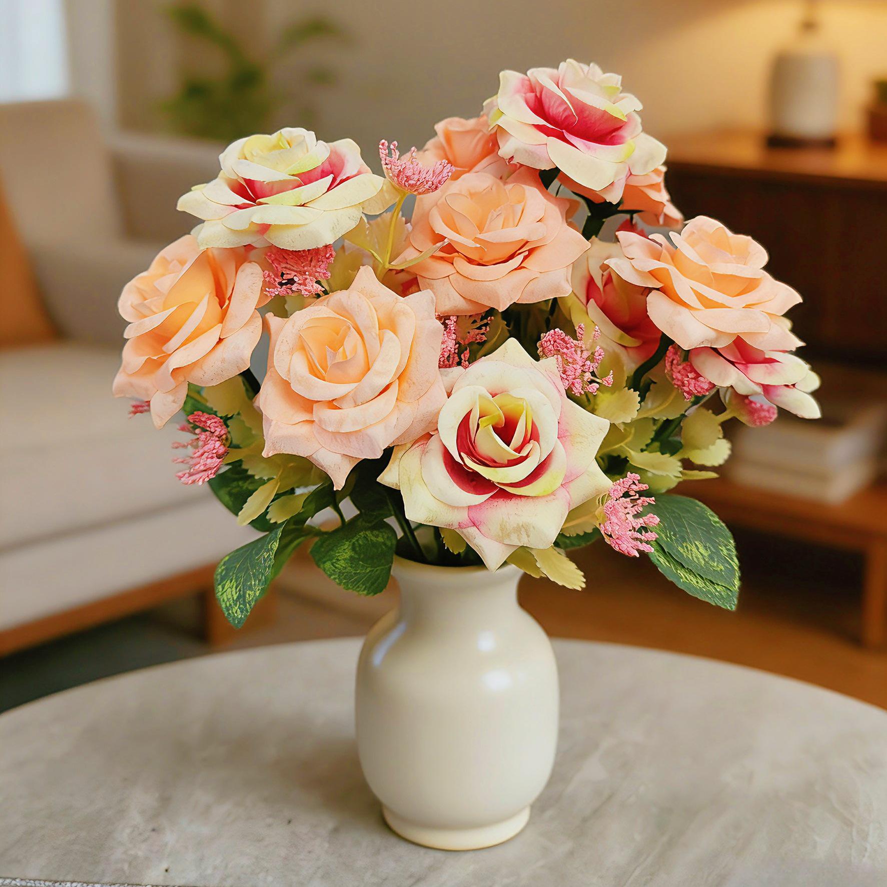 Silk Rose Bouquet: Seven-Head Wedding & Home Decor
