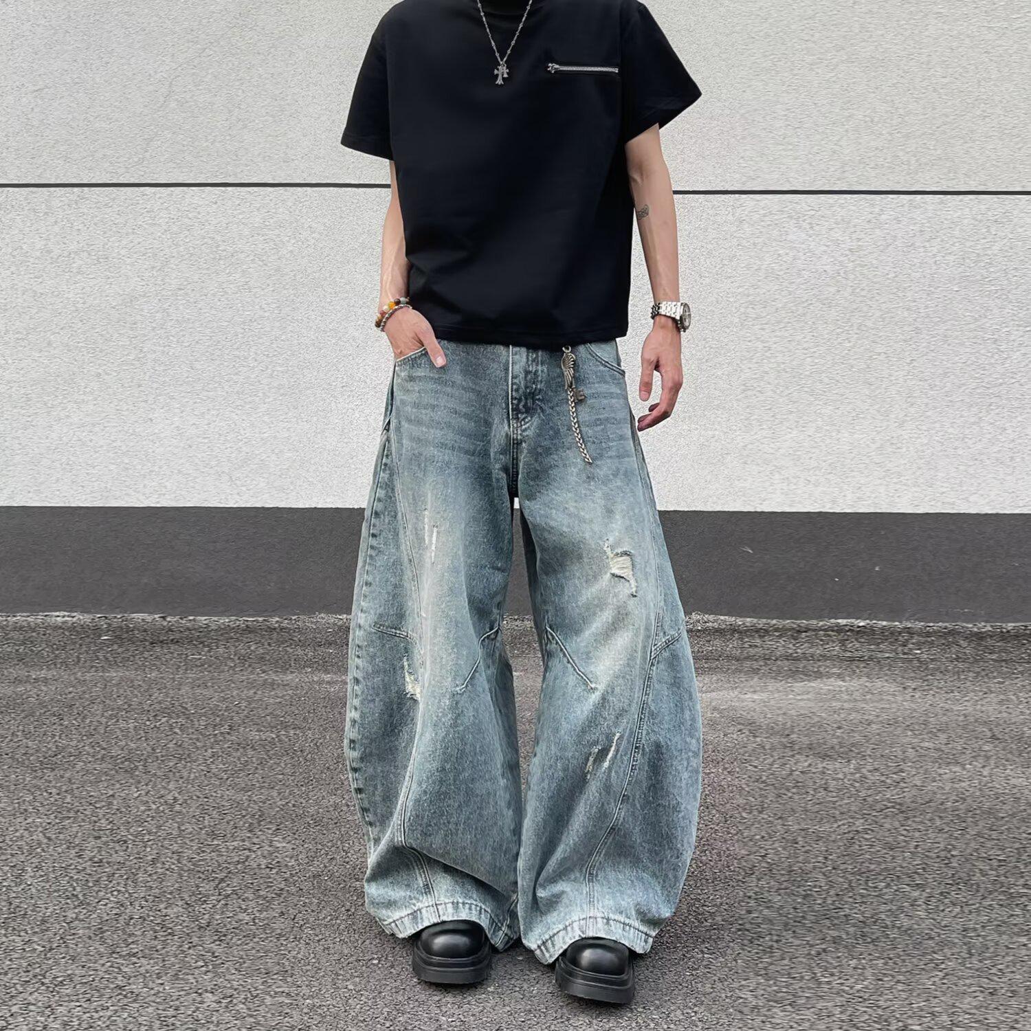 

American Design Loose Fit Deconstructed Scythe Trousers for Men 3XL темно-синий