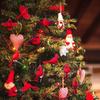 10 Pcs Red Bird Ornaments Wood Red Birds Christmas Tree Hanging Decoration for Winter Holiday Home Decor