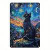 Metal Poster Wall Art Black Cat Van Gogh Starry Night Retro Tin Sign 8x12 Inch Home Living Room Bedroom Decor