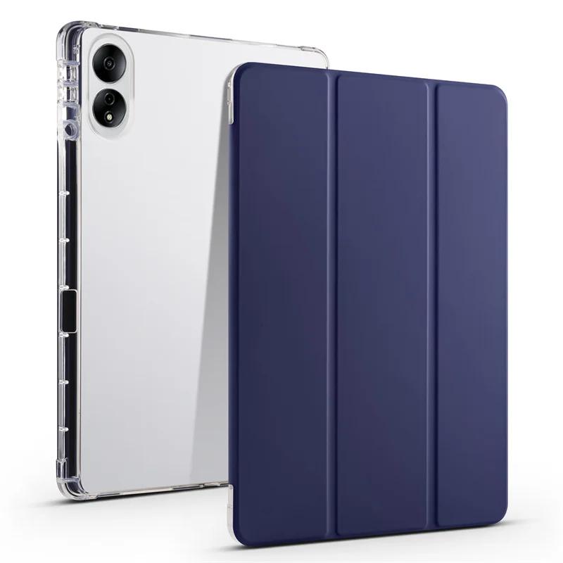 Capa de Couro para Xiaomi Poco Pad Redmi Pad Pro 2024 12.1 Polegadas Capa Porta-Lápis Suporte Dobrável Traseira de TPU Macio Capa Magnética para Tablet