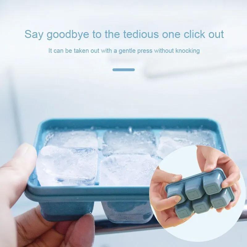 2pcs Practical Ice Cube Ice Box Frozen Mold Refrigerator Homemade Frozen Ice Box with Lid Silicone TikTok Hot Ice Cube