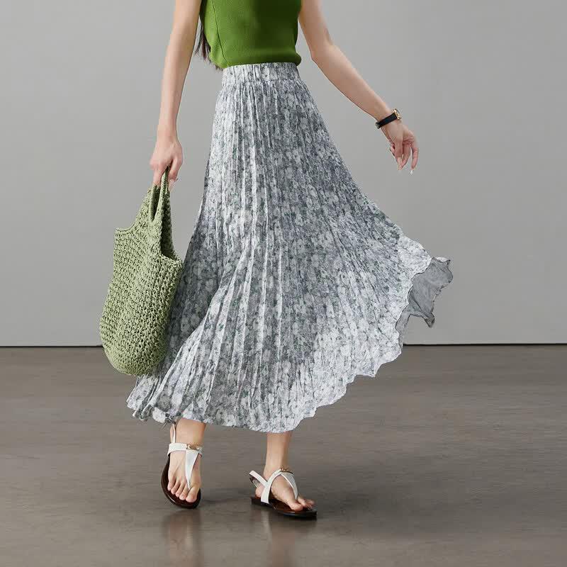 SOFSIL Women s French Floral Pleated A-Line Midi Skirt 29/XL