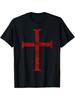 Men's Medieval Knight Templar Crusader T-Shirt   Destroyed Deus Vult Cross Design, Elastic Fabric, C